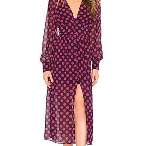 L’Academie Polka Dot Midi Dress